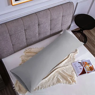 Immagine di Federe Cuscini Letto Matrimoniale 50 x 135 cm, in Microfibra Chiusura a Busta Grigio Chiaro