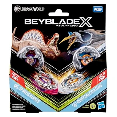 Immagine di Hasbro Beyblade X in collaborazione con Jurassic World, Spinosauro vs. Quetzalcoatlus, Confezione Multipla