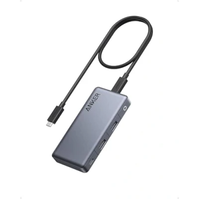 Immagine di Hub USB C Anker 343 (7 in 1, Dual 4K HDMI) con alimentazione da 100 W, due porte HDMI 4K, 1 porta upstream, 3 dati A e 5 Gbps per laptop Dell, ThinkPad