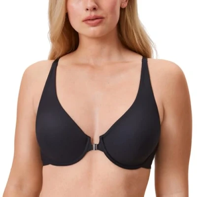 Immagine di DELIMIRA Reggiseno Apertura Frontale Senza Cuciture con Ferretto Donna Nero 5F