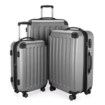 Immagine di HAUPTSTADTKOFFER SPREE Set di 3 valigie, Valigie rigide, Trolley con 4 doppie ruote, Bagaglio da viaggio opaco, viaggio, TSA, (S, M e L), Argento