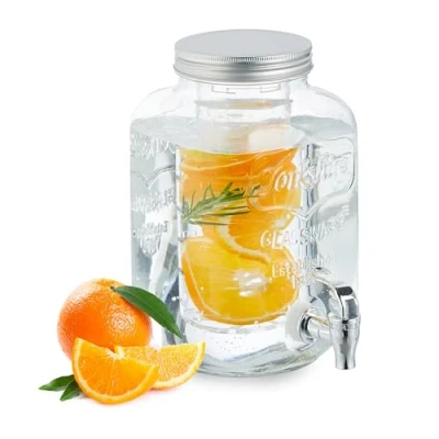 Immagine di Relaxdays Dispenser per Bevande con Rubinetto, 4 Litri, Contenitore Coperchio, Acqua e Limonata, Trasparente