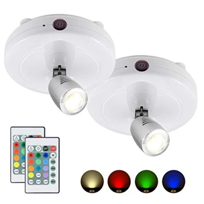 Immagine di HONWELL Faretto a LED senza fili batteria con telecomando, Lampada d&#039;accento timer per Illuminazione RGB freccette, immagini ruotabili specchio da pittura, 2 pezzi