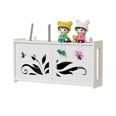 Immagine di MNBVH Mensola per Router da Parete, Scatola di Immagazzinaggio WiFi, Cavi, Prese ECC, Scaffale WiFi Parete Nascondi Vari Cavi TV, Decoder, etc (Color:D)