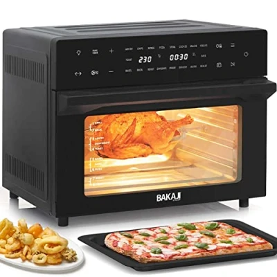 Immagine di Bakaji Forno Friggitrice ad Aria Calda Capacità 30Lt 1800W Frigge Griglia Essicca Senza Olio Airfryer Display Touch 18 Programmi Funzione Doppia Cottura Timer Regolazione Temperatura Doppio Vetro