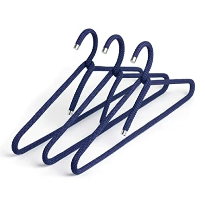 Immagine di Peppermint Products Rope Hanger Set di 3 ferri in tessuto corda design antiscivolo per giacche, camicie, pantaloni Design: Roman Luyken Grucce armadio e guardaroba (blu)