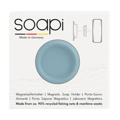 Immagine di Soapi Portasapone galleggiante magnetico blu chiaro I supporto da parete per colla sapone sostenibile senza fori