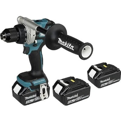 Immagine di Makita DDF486RT3J Trapano avvitatore a batteria, 18 V/5,0 Ah, 3 batterie + caricatore in MAKPAC petrolio/nero