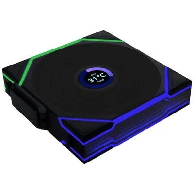 Immagine di Lian Li UNI FAN TL Wireless LCD Lüfter, ARGB, PWM Reverse Blade, 120mm, schwarz (120 mm), Ventola PC, Nero