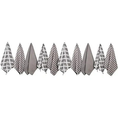 Immagine di Penguin Home Premium Strofinaccio da cucina in puro cotone al 100%, set di 10 asciugamani cucina,set morbidi e resistenti, lavabile lavatrice,65 x 45 cm, colore Grigio
