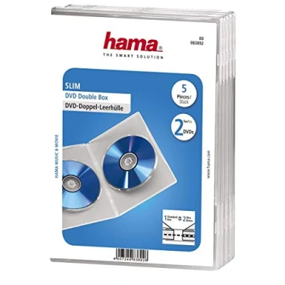 Immagine di Hama 00083892 Pack di 5 Slim Custodie Doppie per Dvd Trasparente