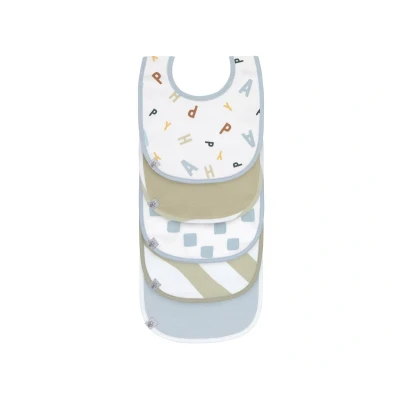 Immagine di LÄSSIG Set di bavaglini per bambini (5 pezzi) con chiusura a velcro in cotone impermeabile/Value Pack Bib Happy Fruits light blue khaki