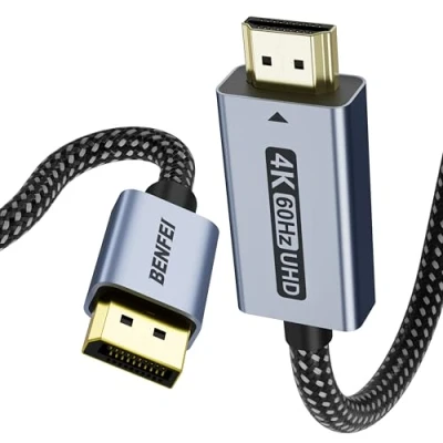 Immagine di BENFEI 4K@60Hz Cavo DisplayPort a HDMI 1,8M [Lega di alluminio, intrecciato], Unidirezionale Computer monitor HDMI, DP 1.2 1.4 compatibile con HP ThinkPad AMD NVIDIA desktop
