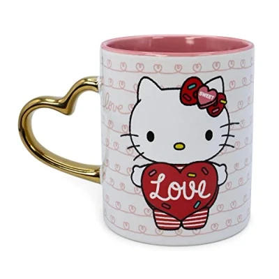 Immagine di Sanrio Tazza in ceramica con manico a forma di cuore Hello Kitty, capacità 400 ml