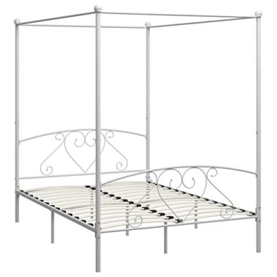 Immagine di vidaXL Letto a Baldacchino Bianco in Metallo 160x200 cm