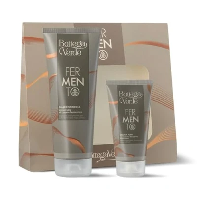 Immagine di Bottega Verde Fermento, Confezione Regalo Uomo con Shampoo Doccia 200 ml e Crema Mani 75 Estratto di Luppolo Fermentato Burro Karité, in un Elegante Cofanetto, Idea