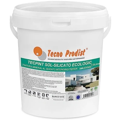 Immagine di Tecno Prodist TECPINT SOL SILICATE ECOLOGIC (7,5 litri) Idropittura minerale ai silicati per esterni ed interni, 100% Naturale. Pareti e Soffitti Traspiranti Inodore (BIANCO)