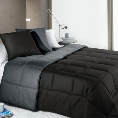 Immagine di Caleffi 13959, Cotone Bicolor Trapunta per Piazza e Mezza Letto, Antracite