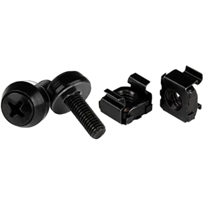 Immagine di StarTech.com Viti di fissaggio e dadi ingabbiati per server rack, M5 x 12mm, confezione da 50, nero