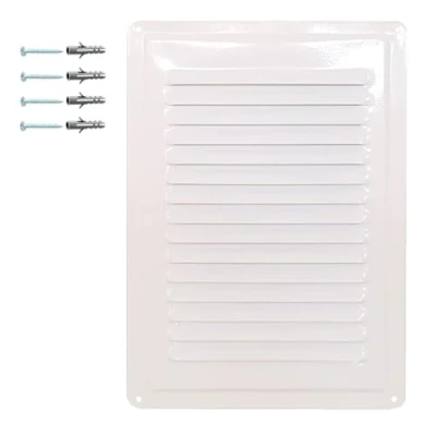 Immagine di Griglia di Ventilazione in Metallo Realizzata Acciaio Zincato Verniciato a Polvere Colore Bianco RAL 9016,Griglia per Esterni/Interni 18 x 25 cm, Diffusore d&#039;Aria Metallo.