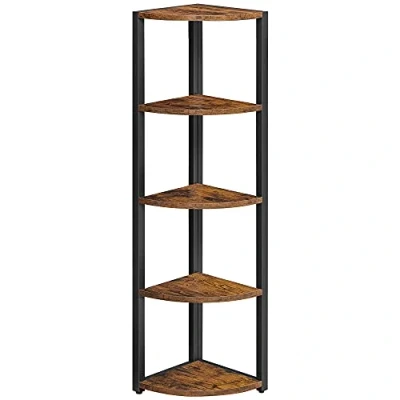Immagine di VASAGLE Mensola angolare a 5 Livelli, libreria ad Angolo, Mobile Multiuso per Soggiorno, Camera da Letto, Ufficio, Stile Industriale, Marrone Rustico e Nero LLS801B01