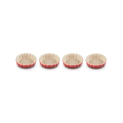 Immagine di Le Creuset Set 4 tortiere mono porzione Tradition in gres vetrificato, 200 ml, diameter 11 cm, Pezzi, Rotondo, Ciliegia, 91017411060000
