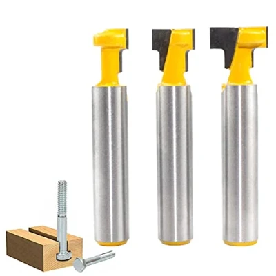 Immagine di Whcctl Fresa Scanalatura Router Bit Set, 3 Pezzi 8mm Gambo Punte per Falegnameria di Legno, Codolo T Slot Cutter, Strumenti Lavorazione del Legno