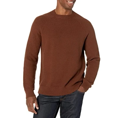 Immagine di Amazon Essentials Maglione Girocollo in Cotone Testurizzato vestibilità Oversize Uomo, Marrone Intenso, 6XL Plus