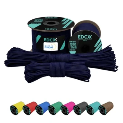 Immagine di EdcX 2 mm Nylon Paracord 275 (15, 30, 50 And 100 m) 100% Rope, 3 Strand Cord, Cord in Many Colours (Navy Blue, 15