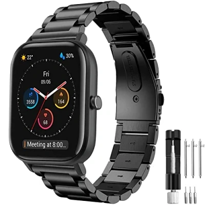 Immagine di Cinturino per Amazfit GTS 2 Mini, 20mm in Acciaio Inossidabile GTS, 4, 4 2, 3, Bip, Bip U, U Pro, 3 GTR Active