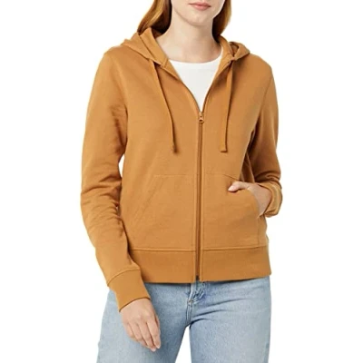Immagine di Amazon Essentials Felpa con Cappuccio e Zip a Tutta Lunghezza in Pile di French Terry (Taglie Forti Disponibili) Donna, Cammello Scuro, XXL