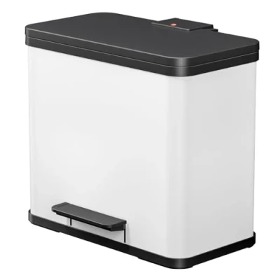 Immagine di Hailo öko duo plus l 0630 230 Bidone della spazzatura 26 Lamiera dacciaio (L x a P) 470 430 340 mm Bianco Meccanismo pedale 1 pz.