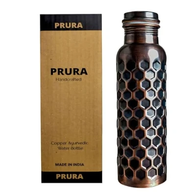 Immagine di PRURA Bottiglia per acqua in rame, a prova di perdite, puro rame ayurvedico 900ml/30oz Design 10