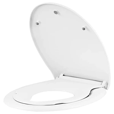Immagine di WOLTU Copriwater con Sedile WC per Bambini, Copri a Forma di O, Tavoletta Ammortizzata, Cerniere Regolabili, Sgancio Rapido, Fissaggio Superiore o Inferiore, in PP, Bianco