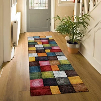 Immagine di Tappeto a Pelo Corto per Il Soggiorno con Design Quadri colorato Multicolore e Vivace, Dimensione:240x330 cm