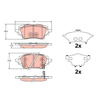 Immagine di TRW GDB2344 Kit pastiglie freno con segnalatore acustico usura accessori TOYOTA: Corolla XII Station Wagon, Hatchback