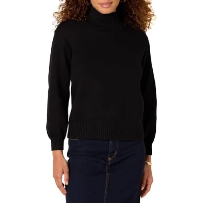 Immagine di Amazon Essentials Maglione in Cotone con Scollo a V (Disponibile Taglie Forti) Donna, Nero, XS