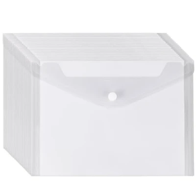 Immagine di 12Pz Buste Porta Documenti A5 con Bottone Portadocumenti Trasparenti Archiviazione Cartella Cancelleria Scuola Archivio Ufficio Casa