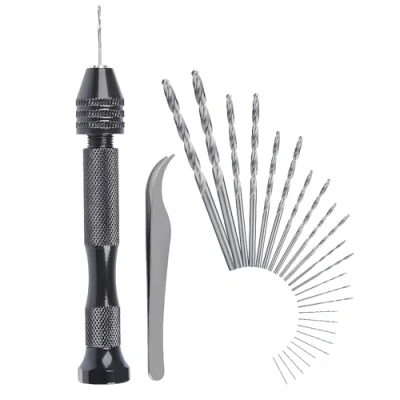 Immagine di CESFONJER 25 Pcs Mini Twist Bits 0.5mm 3mm Micro punte da trapano Set con precisione a mano Pin Vise Rotary Tools per foratura Modellismo fai te