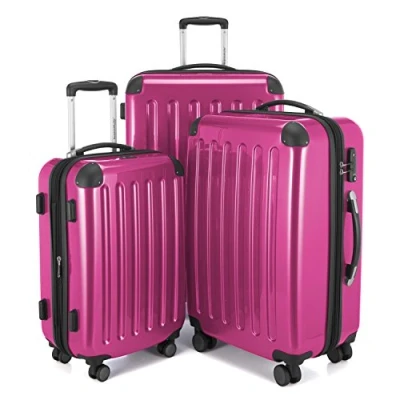 Immagine di HAUPTSTADTKOFFER Alex Set di 3 valigie, TSA, Nero brillante, (S, M &amp; L), 235 litri, Colore Magenta