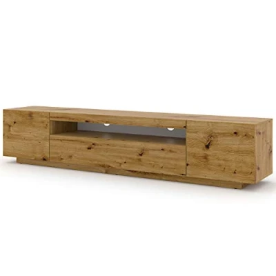 Immagine di Aura, mobile Lowboard per TV da 200 cm, appendere o posizionare in verticale, universale, Hi Fi, televisore (rovere artigianale, senza LED)