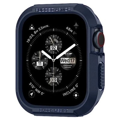 Immagine di Spigen Cover Rugged Armor Compatibile con Apple Watch Series per 9/8/7 45mm e 6/SE/5/4 44mm Ocean Blue