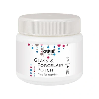 Immagine di KREUL 49451 Porzellan Potch Vernice colla trasparente a base d&#039;acqua per tovagliolo su porcellana e vetro vaso da 150 ml