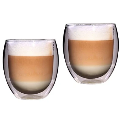 Immagine di Feelino Set da 2 Tazze Cappuccino, Bicchieri Caffe Vetro Borosilicato 400ml, Doppia Parete per Caffè Macchiato, Ice Cofffee, Trasparenti Caffè, Termici Doppio
