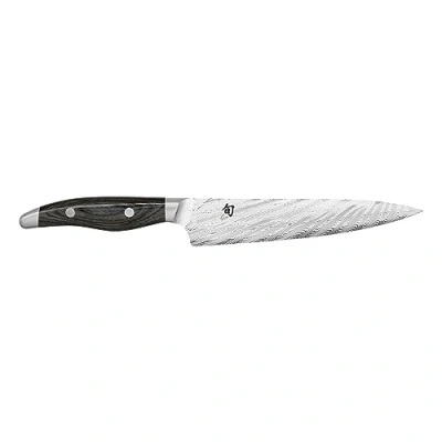 Immagine di Kai Shun Nagare Coltello Multiuso Lunghezza Lama 15 cm 72 Strati di Acciaio Damasco VG 2 e 10 a Doppio Nucleo Legno Pakka Grigio Nero Piccolo da Cucina forgiato Stretto