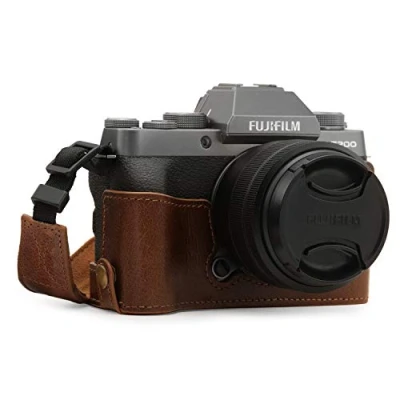 Immagine di MegaGear MG1886 Ever Ready Custodia in vera pelle, compatibile con Fujifilm X T200, colore: Marrone