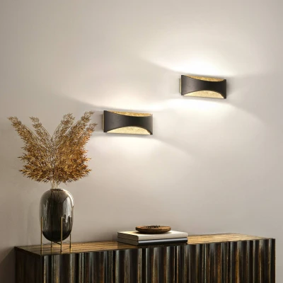 Immagine di FISCHER &amp; HONSEL Rio up/down applique a LED, nero, oro in foglia