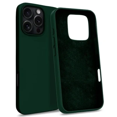 Immagine di MyGadget Custodia compatibile con iPhone 16 Pro Hardcase Strato Microfibra &amp; Cover Silicone Resistente Protezione Antigraffio Antiurto Verde Oliva