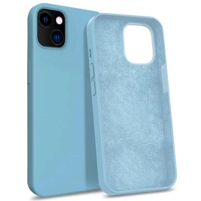 Immagine di MyGadget Custodia per iPhone 14 Plus Hardcase con Strato Microfibra &amp; Cover Silicone Resistente Protezione Antigraffio Antiurto Blu Chiaro