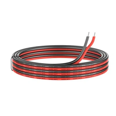 Immagine di 2.0mm² 14AWG Silicone Filo 2 Conduttore Parallelo 10metri[5M Nero 5M Rosso] Hook Up Cavo Elettrico in rame senza ossigeno ad Alta Temperatura Resistente